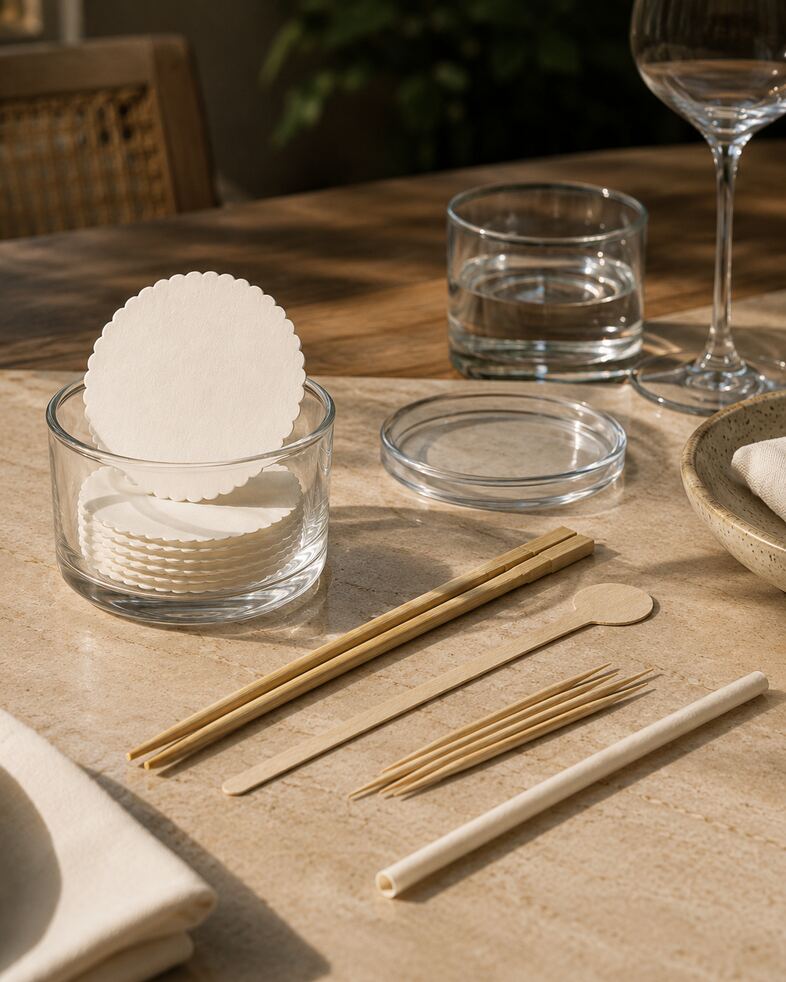 Amenity items packaged with custom branding
